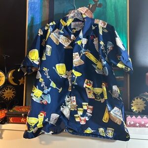 Point Zero Navy Cocktail Print Shirt L